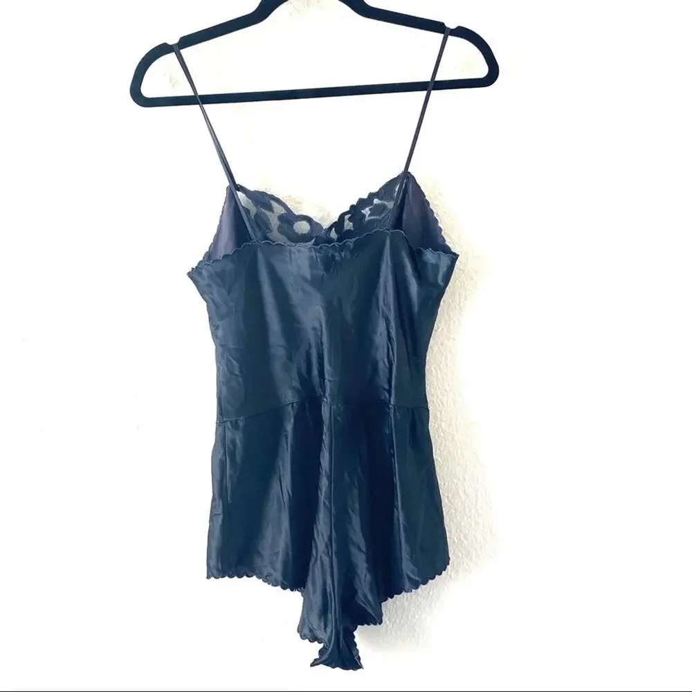 Vintage Barbizon Black Satin Lingerie Romper Small - Picture 3 of 9